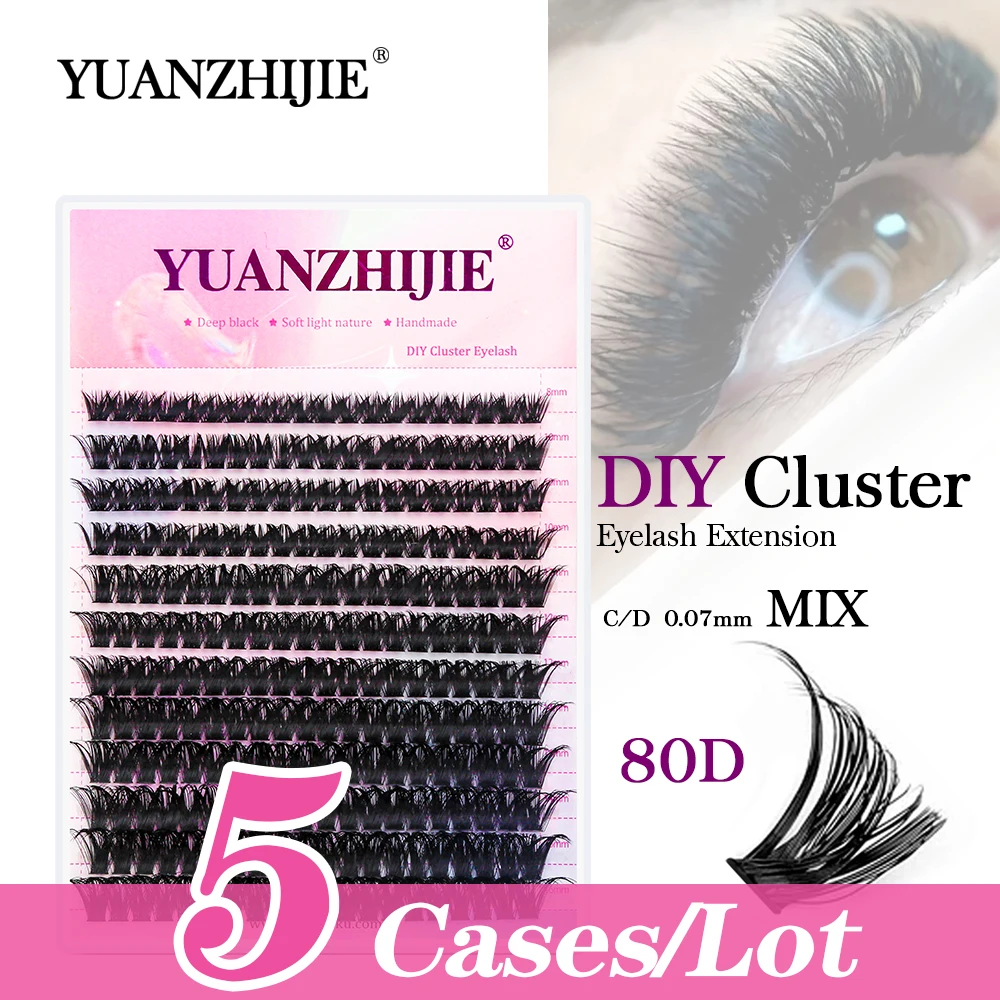 

YUANZHIJIE 5Cases/Lot DIY Clusters Eyelash Extension Natural Individual Bundles Segmented Eyelashes Premade Volume Lashes Makeup