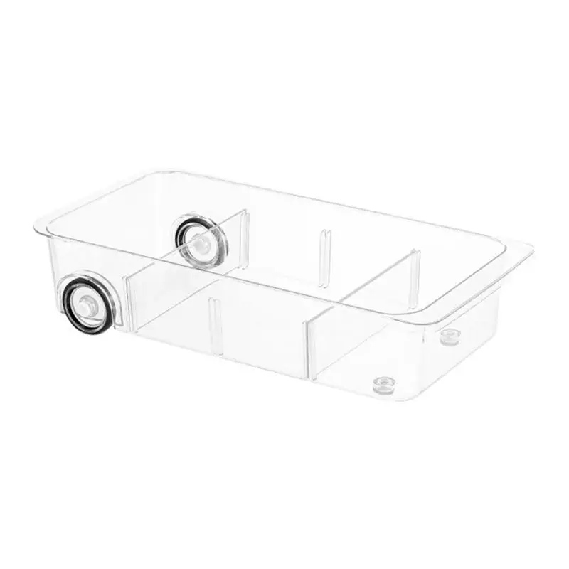 

Органайзер для холодильника Bins, прозрачные раздвижные ящики для хранения, зеркальные с разделителями, многофункциональная кухонная кладовая