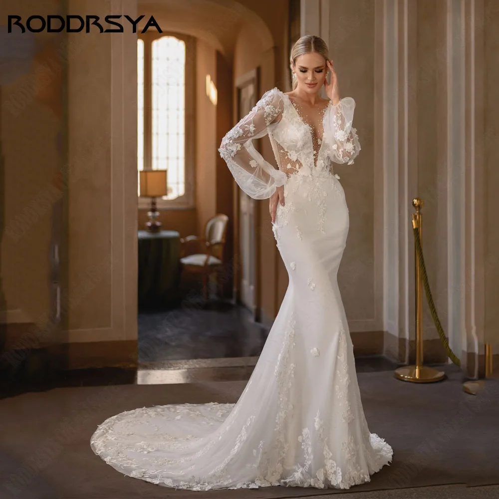 RODDRSYA Luxury Mermaid Wedding Dress Puffy Sleeves Backless See Through Flowers Vestido De Novia Bridal Dress 2024 Custom Made
RODDRSYA Luxury Mermaid Wedding Dress Puffy Sleeves Backless See Through Flowers Vestido De Novia Bridal Dress 2024 Custom Made