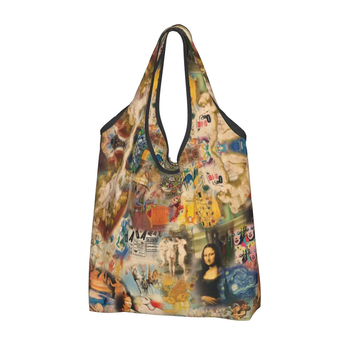 

Многоразовая сумка для покупок с изображением Ван Гога история искусства, женская сумка-тоут, портативная продуктовая сумка для покупок с рисунком да Винчи, Моны Лизы, Пикассо