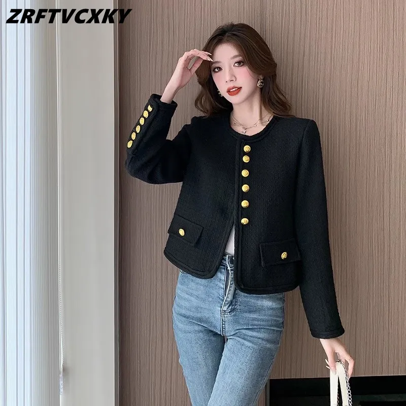 Women Vintage Black Tweed Jacket Autumn Winter Female Luxury Coat Ladies Elegant Single-Breasted Woolen Outwear Tops
Women Vintage Black Tweed Jacket Autumn Winter Female Luxury Coat Ladies Elegant Single-Breasted Woolen Outwear Tops
