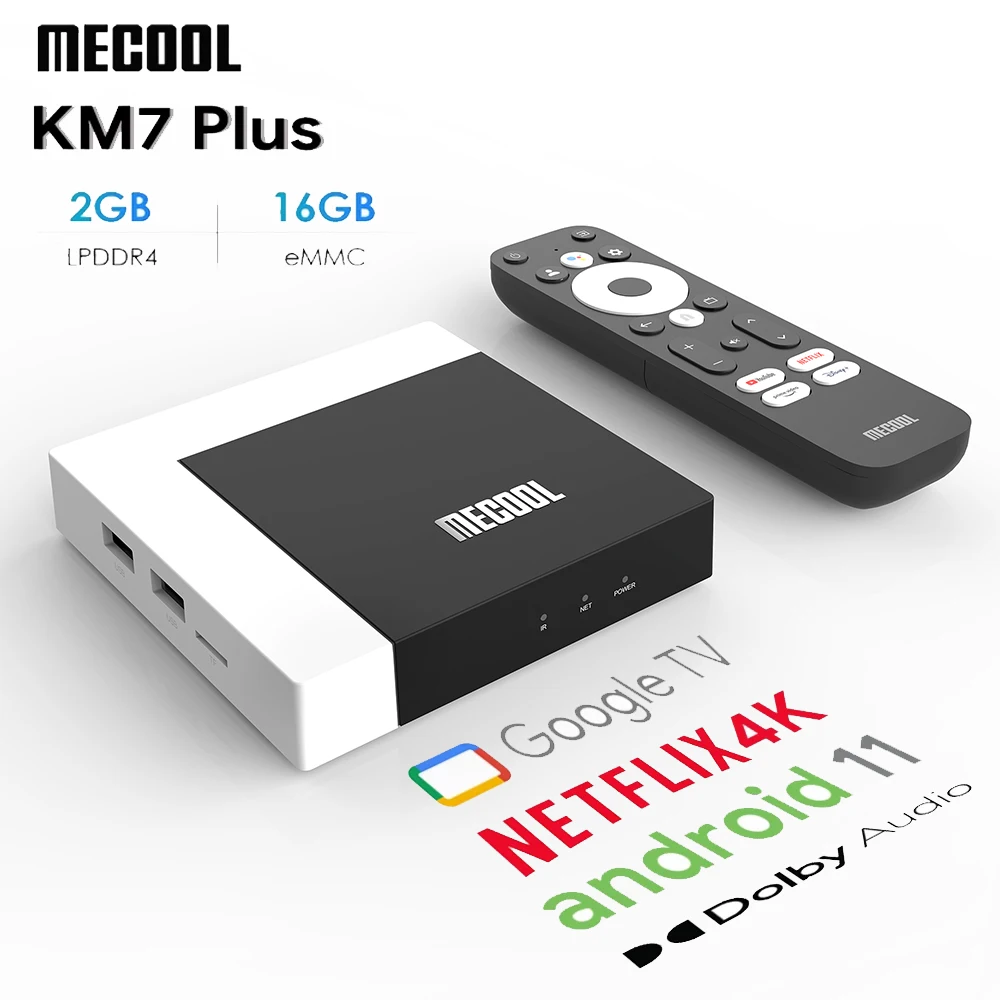 

MECOOL KM7 Plus TV Box Android 11 Netflix 4k Google Certified TV 2GB DDR4 16GB ROM 1 Amlogic S905Y4 ATV AV1 Home Media Player