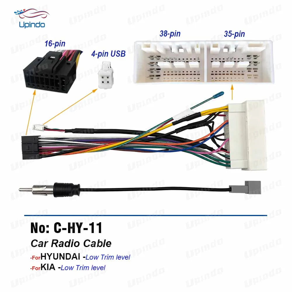 

Automobile Android Head Unit Cable For Hyundai Celesta I10 I20 KIA KX3 K2 Cerato Radio DVD Player Power Wiring Harness Connector