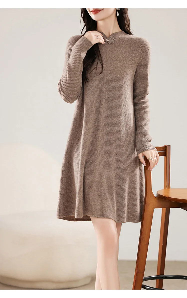 فستان نسائي طويل محبوك ، صوف ميرينو ، فستان تنحيف ، الأكثر مبيعًا في الشتاء والخريف ، جديد فستان نسائي طويل محبوك ، صوف ميرينو ، فستان تنحيف ، الأكثر مبيعًا في الشتاء والخريف ، جديد