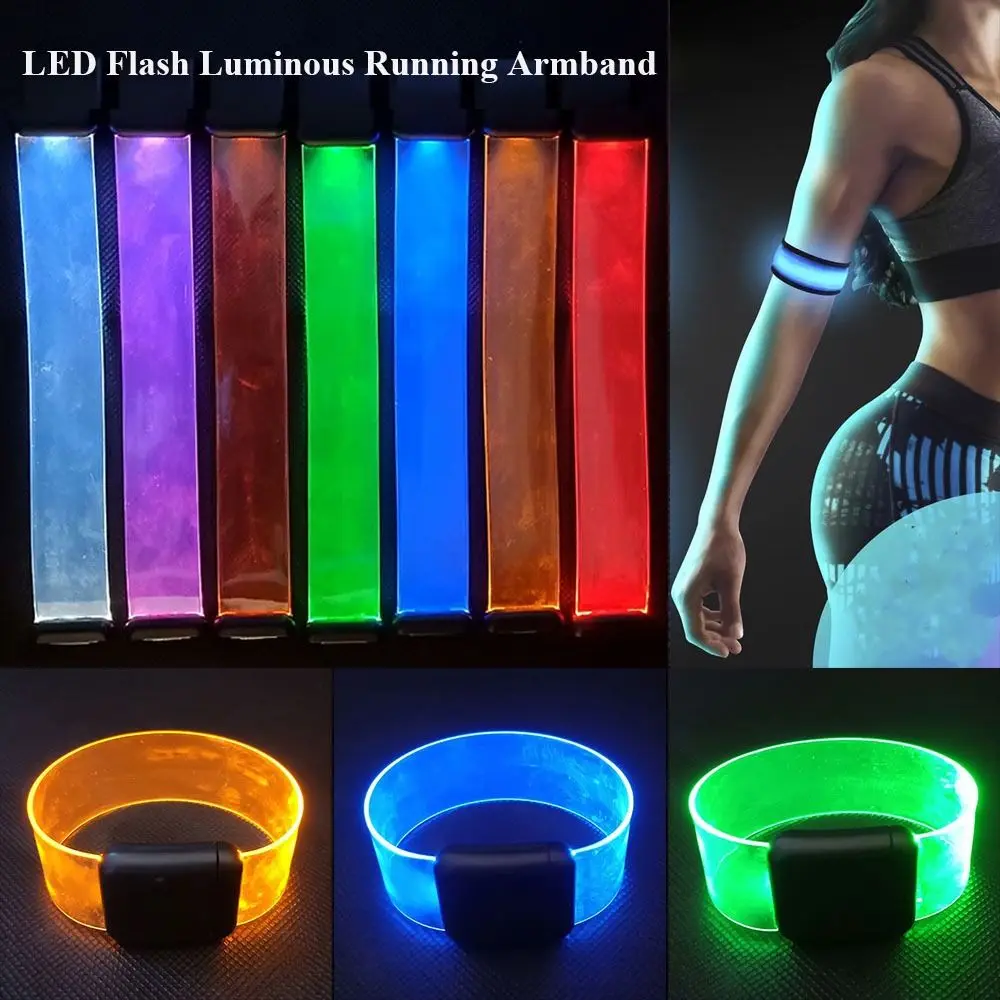 

7 Colors LED Flash Bracelet Luminous Running Armband Cycling Warning Wrist Strap Glowing Slap Webbing Neon Light Bar Party Props
