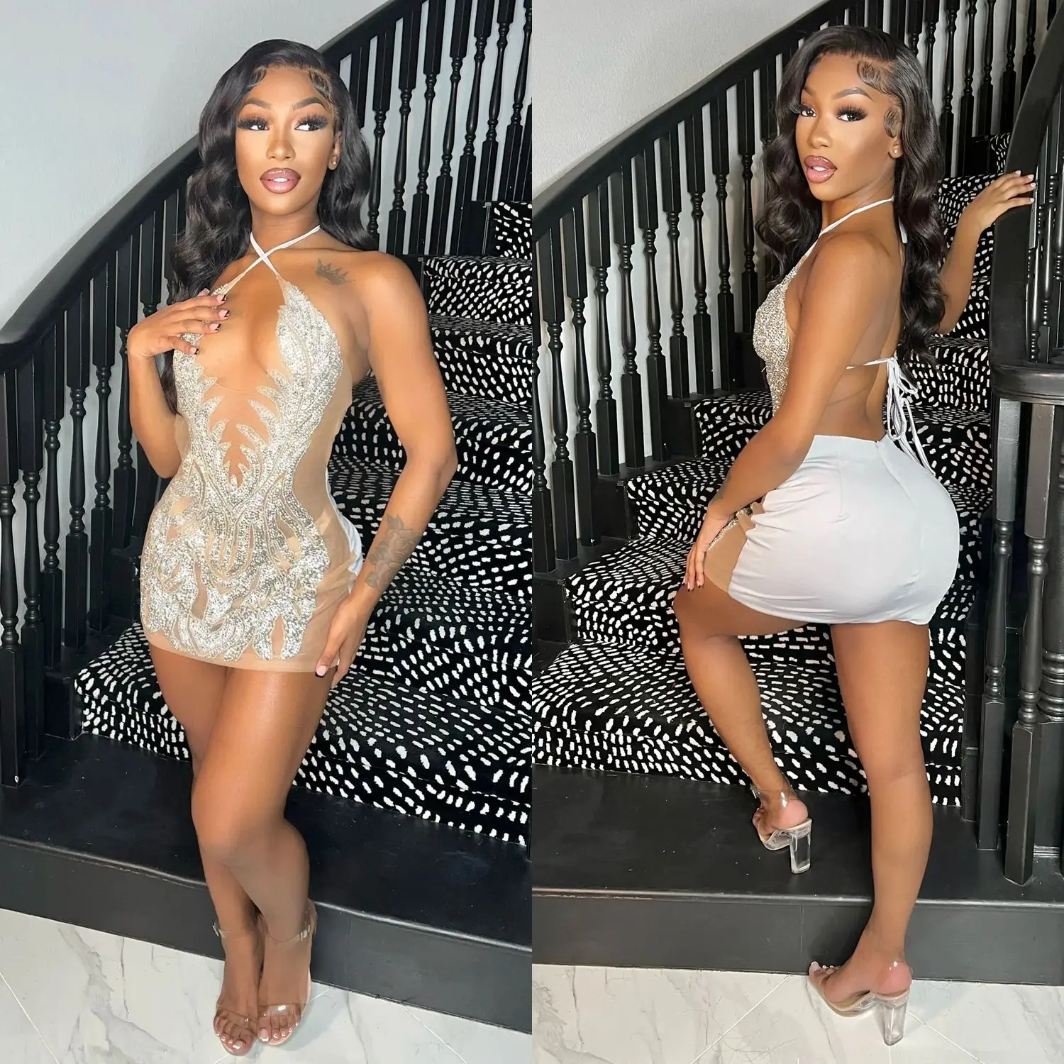 BKLD New Autumn Clothes For Women Sexy Lace-Up Mesh Perspective Diamonds Patchwork Nightclub Outfits Bodycon Short Dresses
BKLD New Autumn Clothes For Women Sexy Lace-Up Mesh Perspective Diamonds Patchwork Nightclub Outfits Bodycon Short Dresses