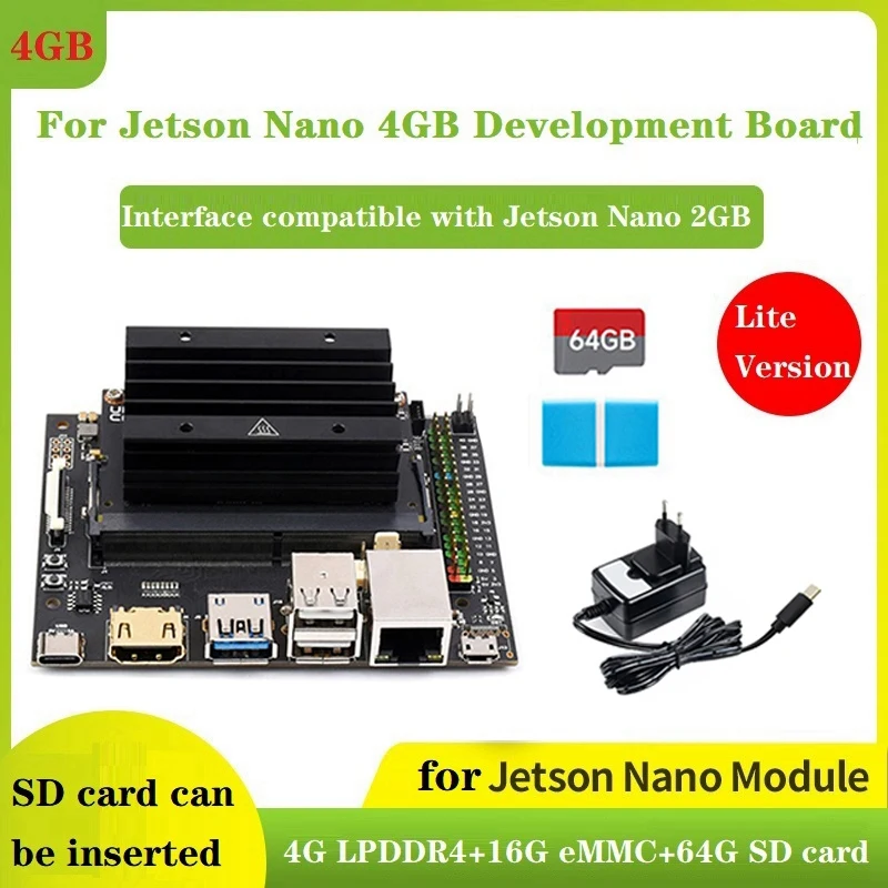 HTHL-For Jetson Nano 4GB+16G Lite DEV AI Development Board With Jetsonnano Module+64G SD Card+Card Reader+5V 3A Power
HTHL-For Jetson Nano 4GB+16G Lite DEV AI Development Board With Jetsonnano Module+64G SD Card+Card Reader+5V 3A Power
