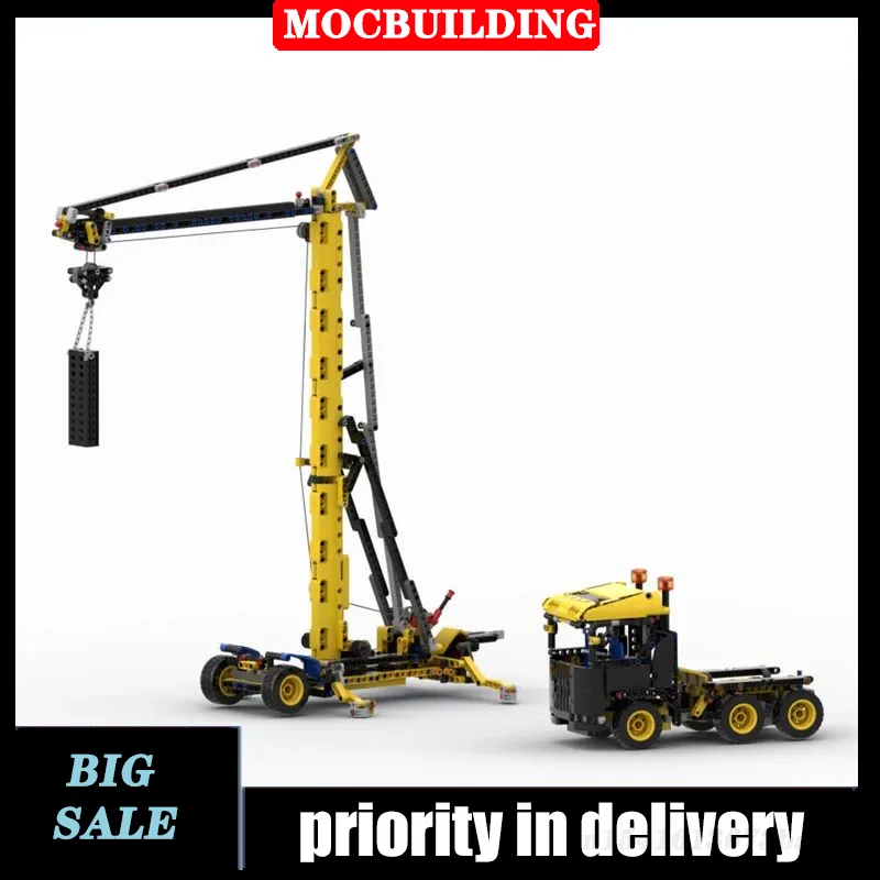 

Модель мобильного башенного крана город МОС Technology, строительный блок, прицеп, грузовик, игрушка для мальчика, подарок на день рождения
