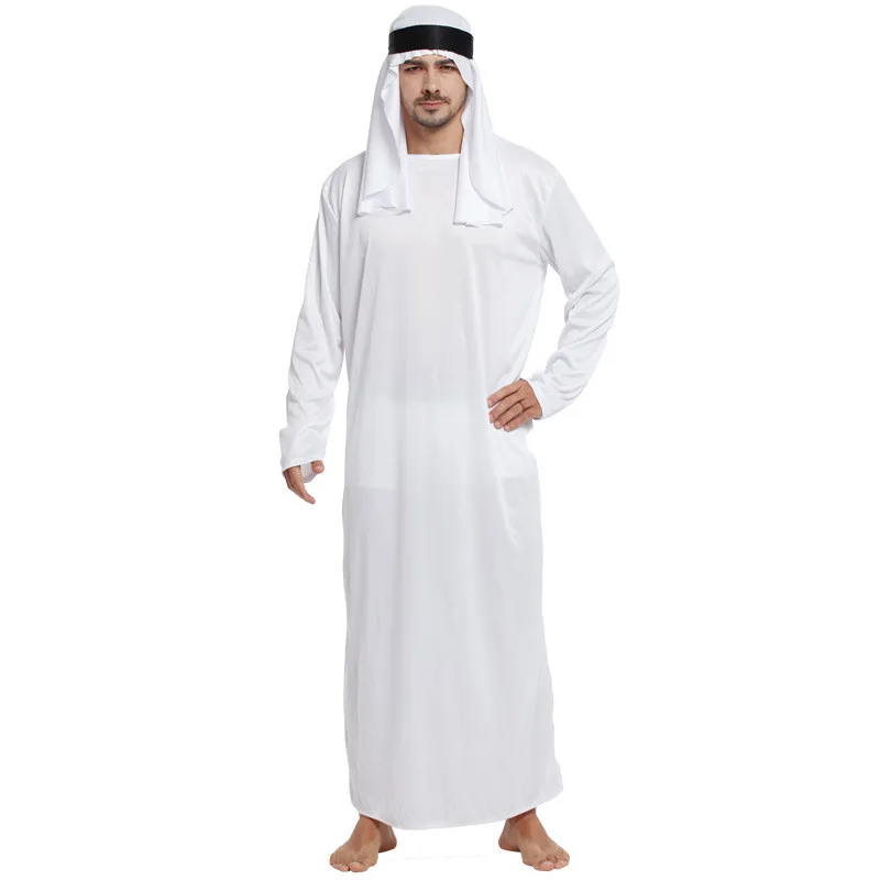 

Мужские наряды арабские ОАЭ халат для мужчин с длинным рукавом Арабская мусульманская Ближний Восток круглый вырез Дубайский Тауб длинная абайя с ремешком на голову