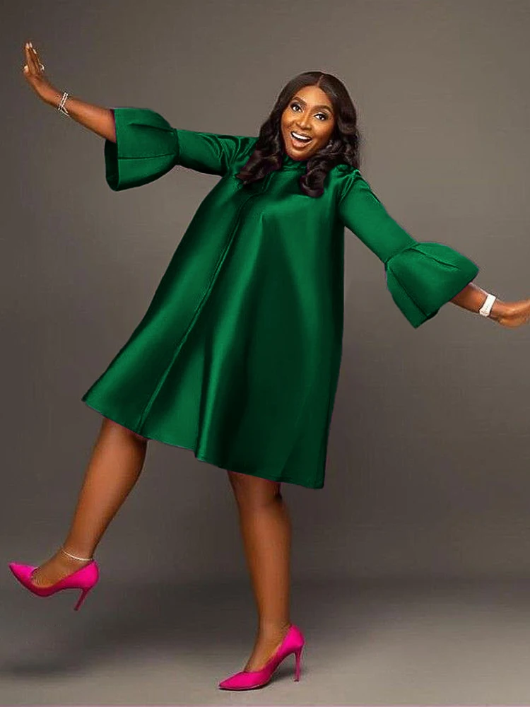 Oversized Women Dresses Flare Sleeve O Neck Pullover A Line Office Work Daily Evening Party African Gowns Knee Length Outfits
Oversized Women Dresses Flare Sleeve O Neck Pullover A Line Office Work Daily Evening Party African Gowns Knee Length Outfits