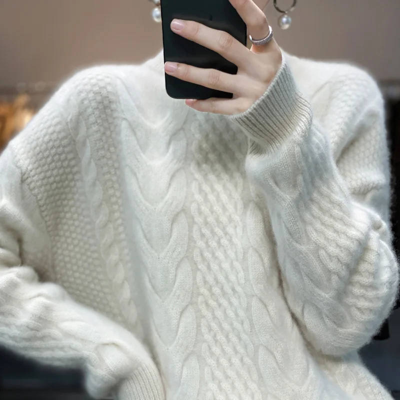 2022 semi high collar autumn winter new 100 pure wool sweater women's pullover versatile knitwear sweater
2022 semi high collar autumn winter new 100 pure wool sweater women's pullover versatile knitwear sweater