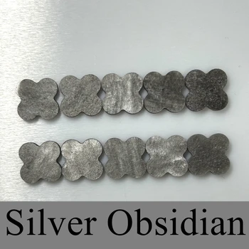 Meisidian VC 주얼리용 천연 실버 흑요석, 13mm 네잎 클로버 스톤, 새로운 디자인, Pietersite