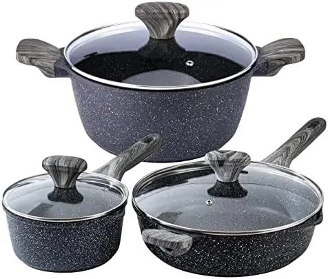Induction Cookware Sets - 13 Piece Nonstick Cast Aluminum Pots and Pans with BAKELITE Handles - Induction Pots and Pans with Gla
Induction Cookware Sets - 13 Piece Nonstick Cast Aluminum Pots and Pans with BAKELITE Handles - Induction Pots and Pans with Gla