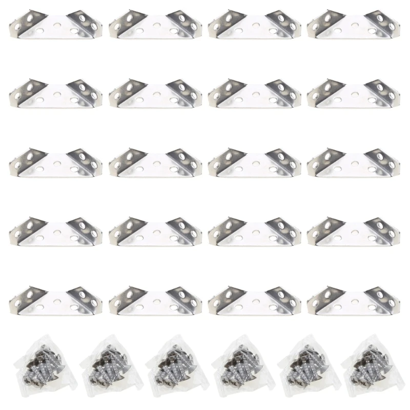 

652F 20Pcs Stainless Steel Corner Brackets Invisible Shelf Brackets Support for Cupboard Cabinet Chair Furniture Fixing