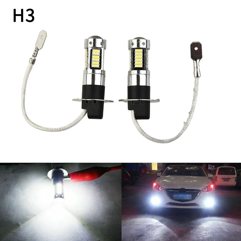 

Pair H3 LED Fog Light Bulbs Kits Super Bright Canbus 6000K/100W White Daytime Running Lights 12V-24V Led Bulb Tools