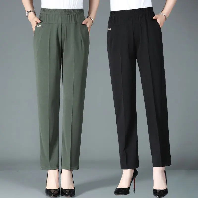 2023 New Solid Elastic Waist Casual Pants Middle-aged Mother Pants Loose Straight Pants Size XL-4XL Women Summer Pants X16
2023 New Solid Elastic Waist Casual Pants Middle-aged Mother Pants Loose Straight Pants Size XL-4XL Women Summer Pants X16