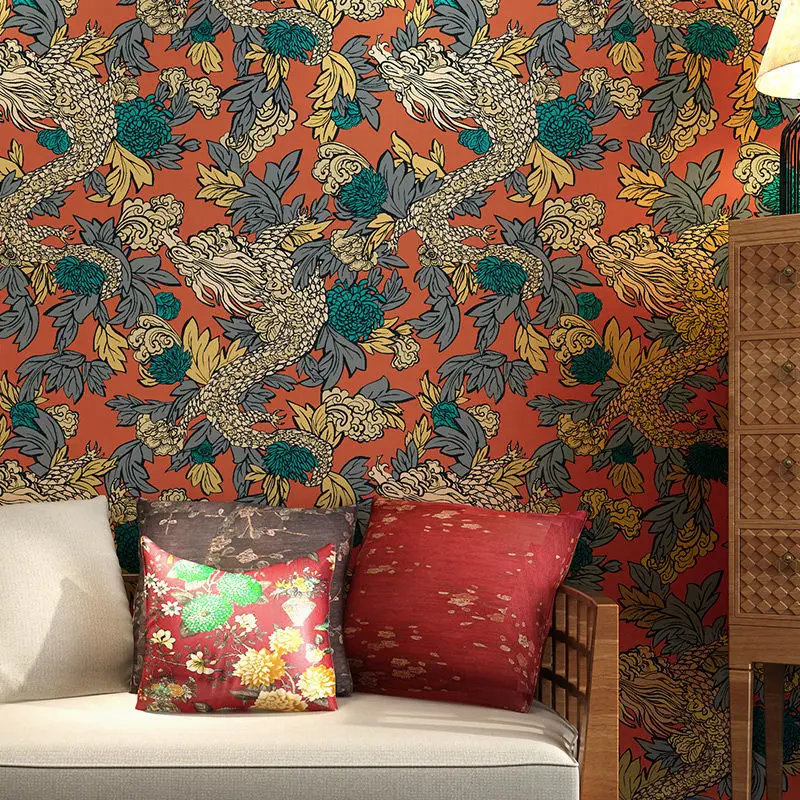 Chinese Style Red Classic Wallpaper Roll Tenglong Floral Bedroom Wallpaper Living Room Sofa Tv Backdrop Wall Mural Wall Paper
Chinese Style Red Classic Wallpaper Roll Tenglong Floral Bedroom Wallpaper Living Room Sofa Tv Backdrop Wall Mural Wall Paper