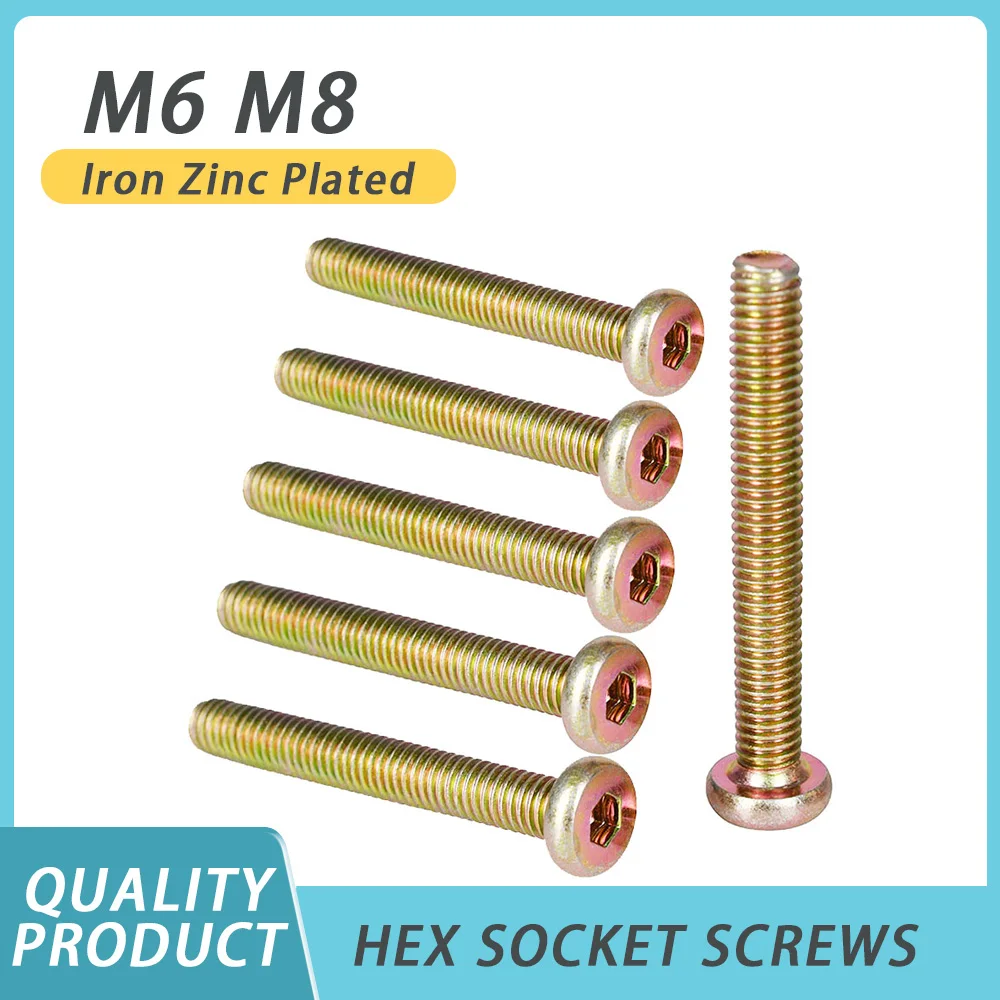 

M6 M8 Hex Socket Flat Head Hexagon Iron Zinc Plated Wood Furniture Screws Threaded Bolts For Beds Cribs Table Chairs 30mm 60mm