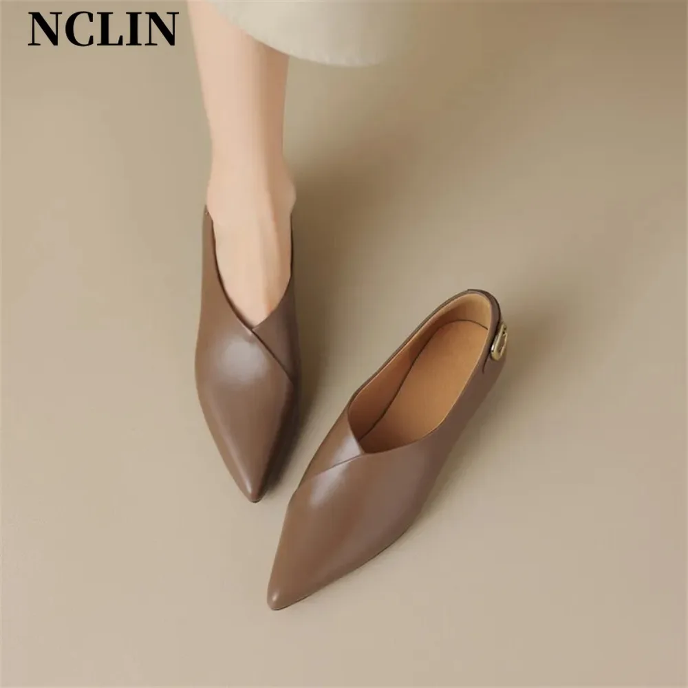 New Genuine Leather Loafers Spring/Autumn Pointed Toe Chunky Heel Women Pumps Shoes For Women Ladies Shoes Comfort Low Heels
New Genuine Leather Loafers Spring/Autumn Pointed Toe Chunky Heel Women Pumps Shoes For Women Ladies Shoes Comfort Low Heels