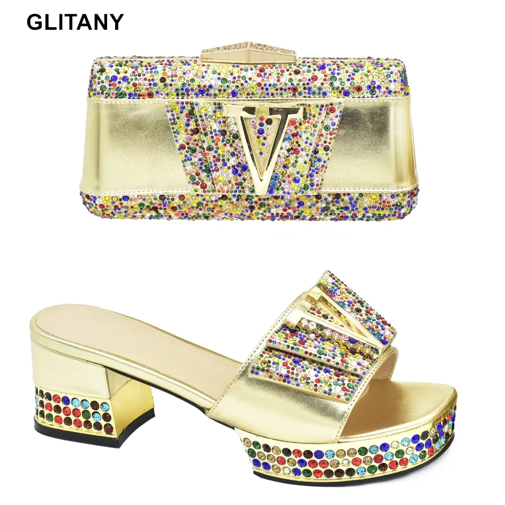 Latest Design African Shoes and Matching Bags Italian Matching Shoes and Bag Set Decorated with Rhiinestone Pumps Women Shoes
Latest Design African Shoes and Matching Bags Italian Matching Shoes and Bag Set Decorated with Rhiinestone Pumps Women Shoes