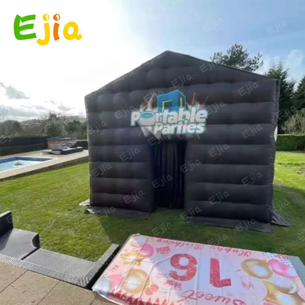 

Large Black Inflatable Cube Wedding Tent Square Gazebo Event Room Big Mobile Portable Night Club Party Pavilion For Outdoor Use