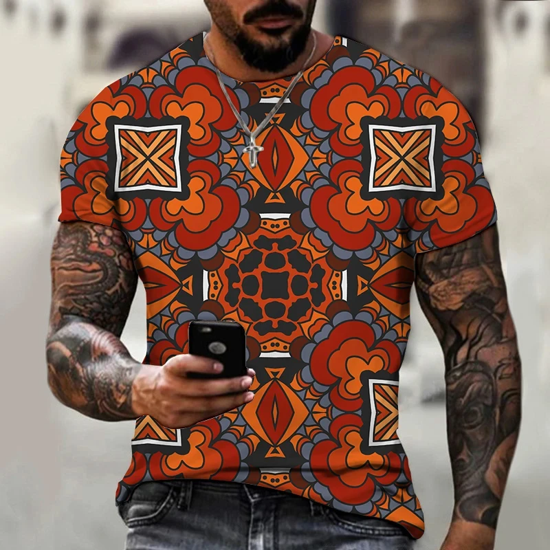 

Bohemian Geometry Graphic T Shirts Fashion Symmetry 3D Printed T Shirt For Men Casual Vacation Women Tshirt Streetwear Tee Tops