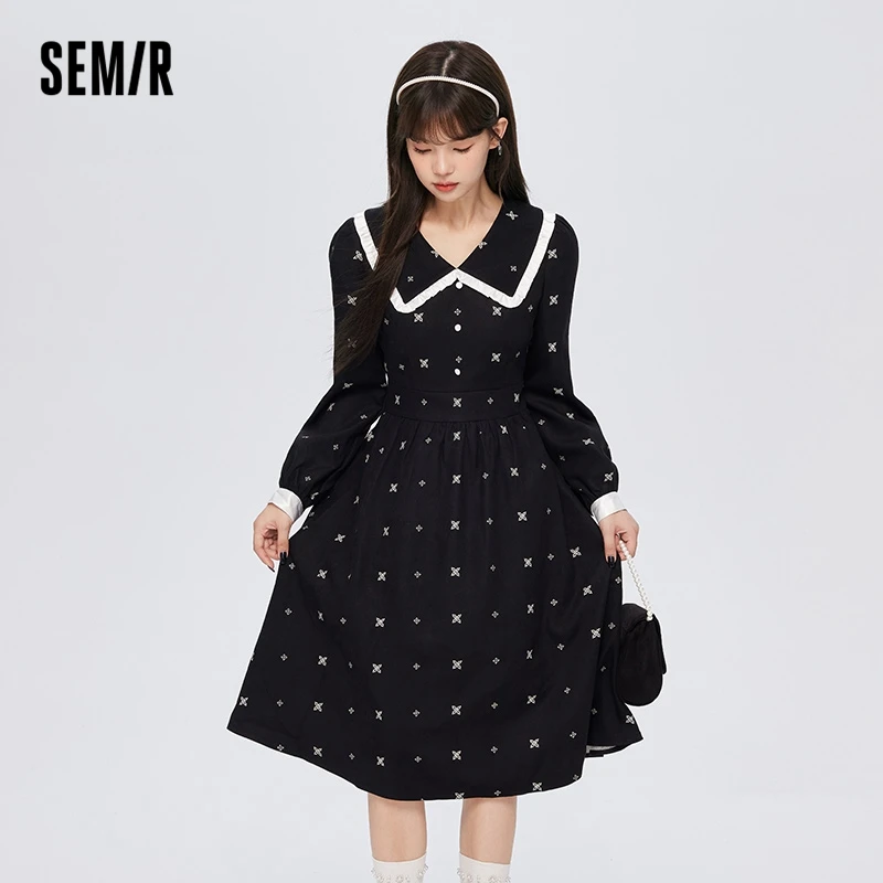 Semir Women One-Piece Dress Bubble Sleeves For Girls Feeling Black Dress New Style Lace Lapel Dresses 2022 Winter Sweet
Semir Women One-Piece Dress Bubble Sleeves For Girls Feeling Black Dress New Style Lace Lapel Dresses 2022 Winter Sweet