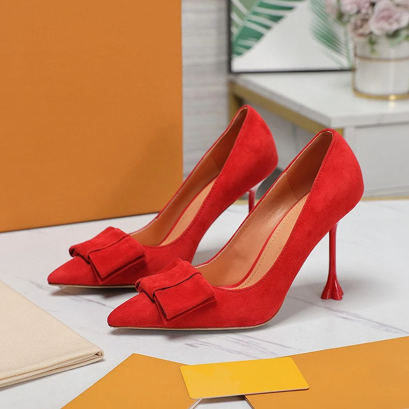 

2024 New Summer Banquet Female Pumps Butterfly-knot Decor Pointed Toe Super High Heels Shallow Mouth Design Women Single Shoes