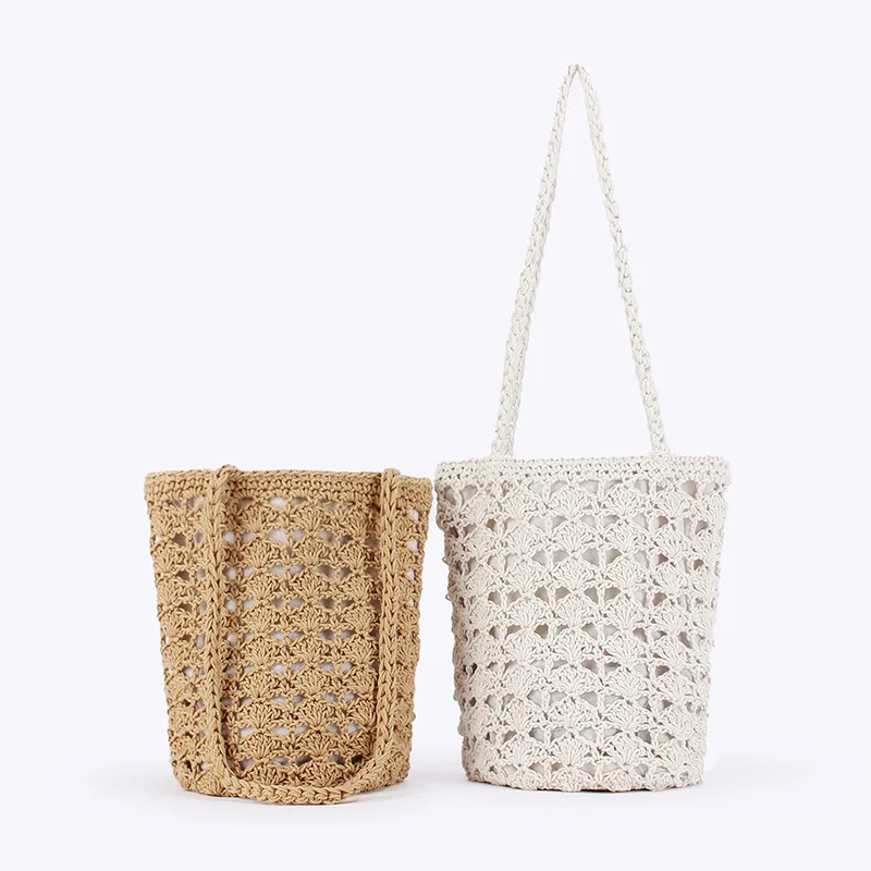 

Сумка-мешок женская соломенная, дизайнерский повседневный саквояж, сумочка-мешок в винтажном стиле, лето