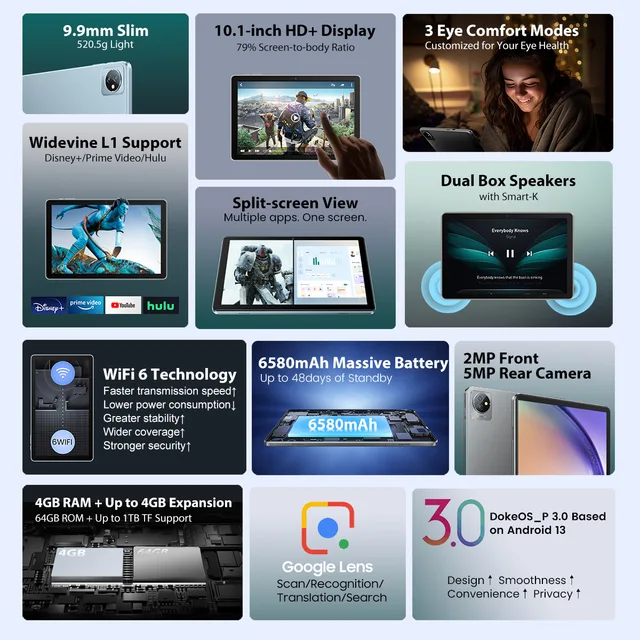 Blackview-Tablette PC Tab 70, Android 13, 10.1 2