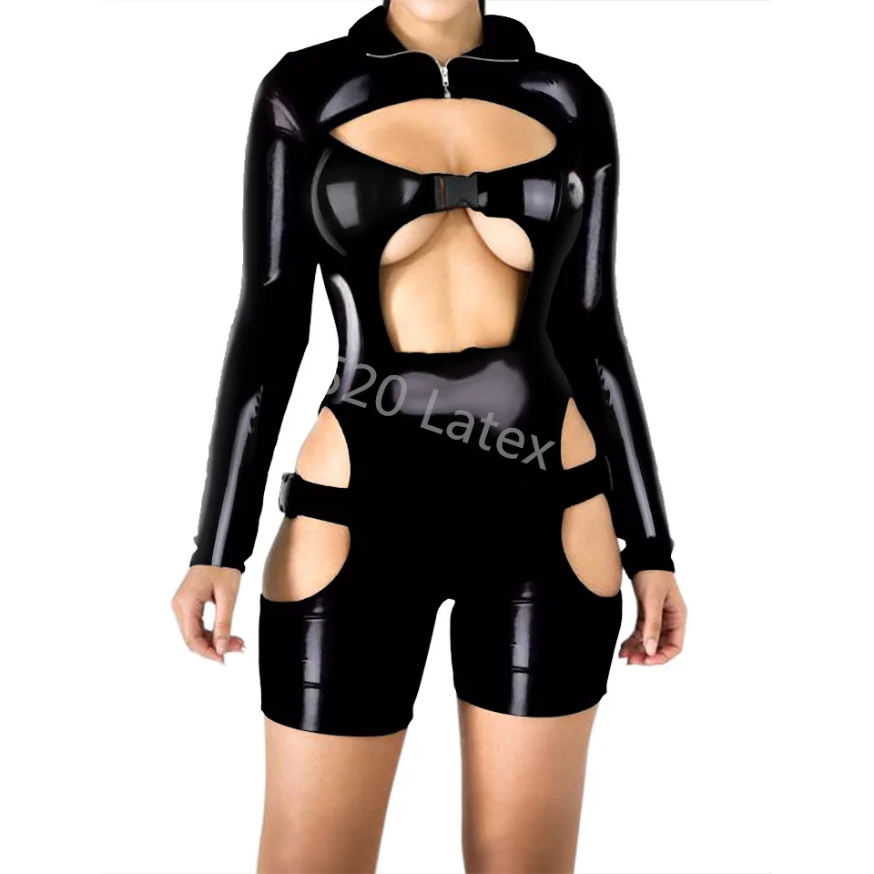 Sexy woman Latex Bodycon Buckle Cut Out Biker Romper Long Sleeves Hollowing Out Clubwear Bodysuit Short Jumpsuit Latex Catsuit
Sexy woman Latex Bodycon Buckle Cut Out Biker Romper Long Sleeves Hollowing Out Clubwear Bodysuit Short Jumpsuit Latex Catsuit