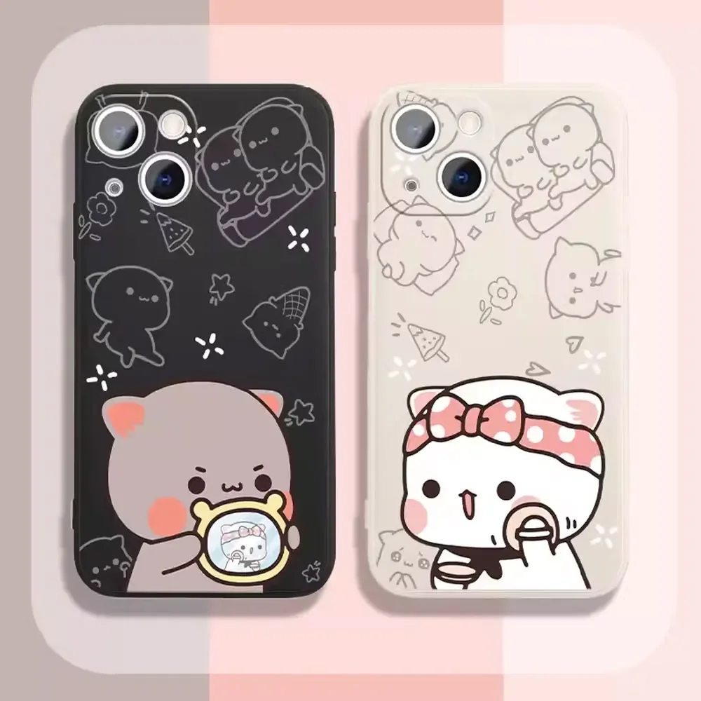 Cartoon Peach Mochi Cat Couple Phone Case for IPhone 16 15 14 13 12 11 Pro Mini X XS MAX 7 8 Plus Cute Animal Paired Soft Covers Cartoon Peach Mochi Cat Couple Phone Case for IPhone 16 15 14 13 12 11 Pro Mini X XS MAX 7 8 Plus Cute Animal Paired Soft Covers