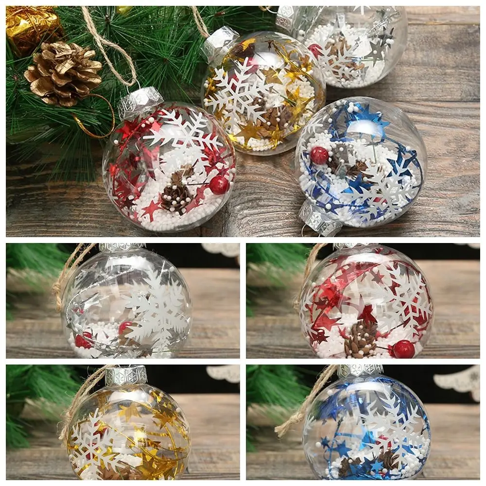 

PET Snowflake Christmas Ball Cute Transparent Round Christmas Pendant Ball 8cm Reusable Christmas Tree Decorative New Year