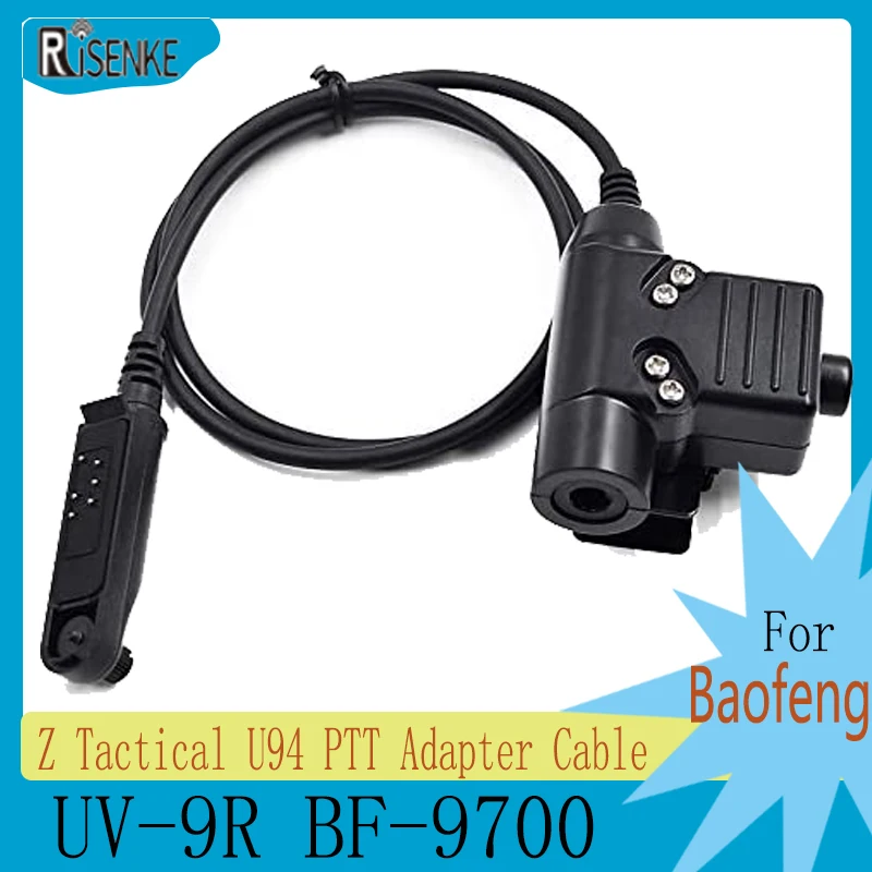 

RISENKE-Z Tactical U94 PTT Adapter,Compatible with Baofeng UV-9R,BF-9700,Two Way Radio,Walkie Talkie,Cable Plug Headset,Earpiece