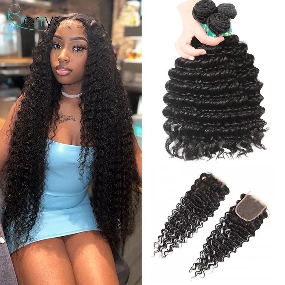 

6x6 HD Lace Closure With Malaysian Deep Wave 3/4 Bundles with 5x5 Lace Closures With Virgin Hair Human Hair Bundles Extension