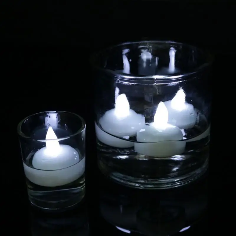 

Flameless Floating Candle Waterproof Flickering Tealights Warm White Led Candles For Pool SPA Bathtub Wedding Party Dinner Decor