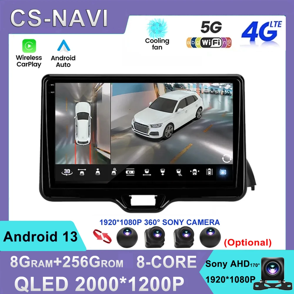 

For Toyota Yaris Vios 2020 -2022 Car Radio Video Autoradio Multimedia Player Monitor Android 13 Navigation IPS Audio Carplay IPS