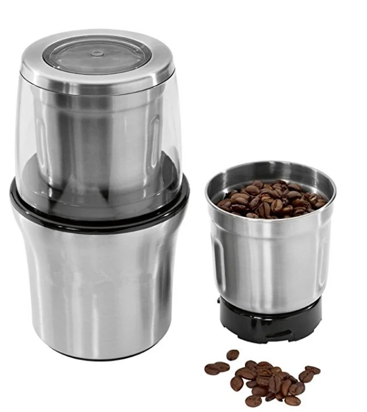 

New 200W Double Cups Mill Automatic Household Electric Coffee Grinder Stainless Steel Portable