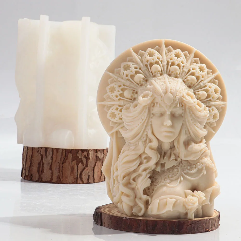 3D Bust Skull Head Queen Candle Silicone Mould Handmade Art Abstract Goddess Aromatherapy Gypsum Candle Resin Molds Craft Decor
3D Bust Skull Head Queen Candle Silicone Mould Handmade Art Abstract Goddess Aromatherapy Gypsum Candle Resin Molds Craft Decor