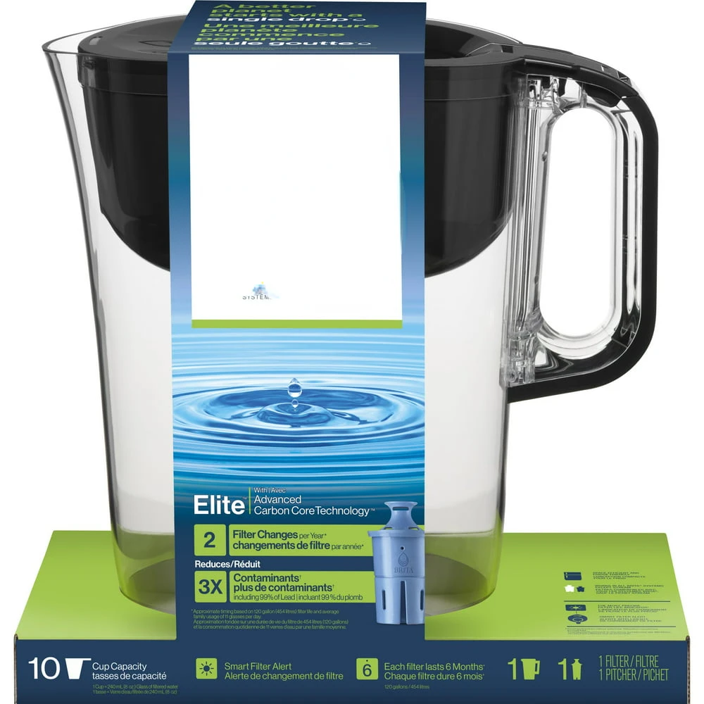 10 Cup Water Filter Pitcher with 1 Filter, Made Without BPA, Huron, Black Aquarium filter Water purifier for drinking Distille
10 Cup Water Filter Pitcher with 1 Filter, Made Without BPA, Huron, Black Aquarium filter Water purifier for drinking Distille