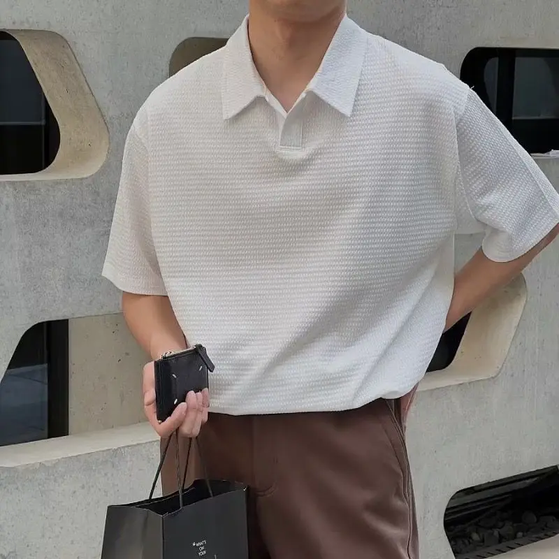 Waffle ice silk polo shirt men's short-sleeved summer thin Korean style high-end handsome knitted half-sleeved lapel T-shirt top
Waffle ice silk polo shirt men's short-sleeved summer thin Korean style high-end handsome knitted half-sleeved lapel T-shirt top