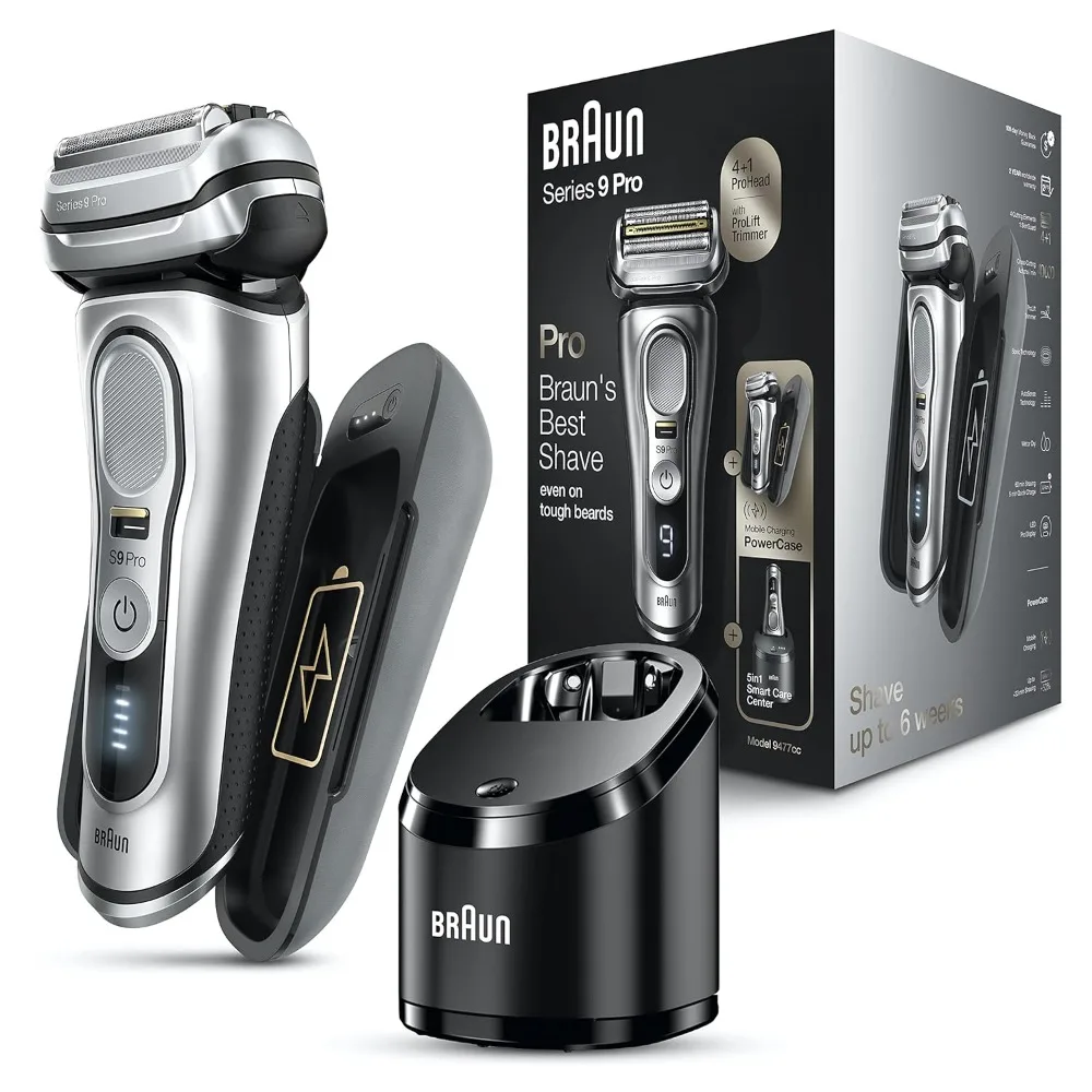 

Electric Razor for Men, Waterproof Foil Shaver, Series 9 Pro 9477cc, Wet & Dry Shave, with Portable Charging Case