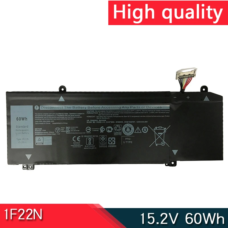 1F22N 15.2V 60Wh Battery For DELL Alienware M15 P79F M17 R1 P37E ALW15M-D1735R R1725S R1738 G5 5590 G7 7590 P82F 7790 P40E XRGXX
1F22N 15.2V 60Wh Battery For DELL Alienware M15 P79F M17 R1 P37E ALW15M-D1735R R1725S R1738 G5 5590 G7 7590 P82F 7790 P40E XRGXX