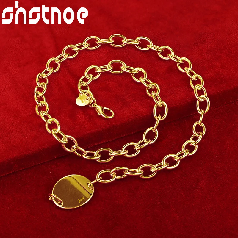 SHSTONE 24K Gold Oval Card Chain Necklace For Woman Fashion Party Wedding Engagement Luxury Charm Jewelry Lady Birthday Gift
SHSTONE 24K Gold Oval Card Chain Necklace For Woman Fashion Party Wedding Engagement Luxury Charm Jewelry Lady Birthday Gift
