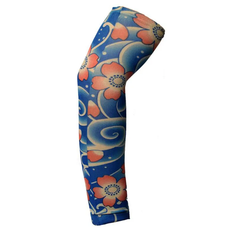 

1Pcs New Flower Arm Tattoo Sleeves Seamless Outdoor Riding Sunscreen Arm Sleeves Sun Uv Protection Arm Warmers For Men Women