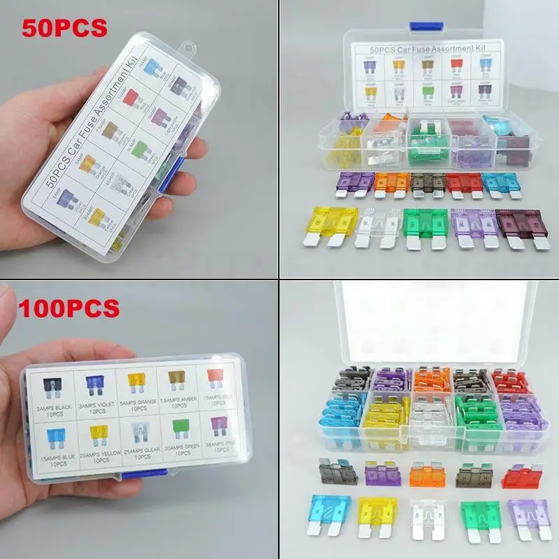 100pcs 50pcs Car Fuse Assortment Set Profile medium Size Blade Type Fuse Auto Car Truck 2A/3A/10A-30A/40A Fuse
100pcs 50pcs Car Fuse Assortment Set Profile medium Size Blade Type Fuse Auto Car Truck 2A/3A/10A-30A/40A Fuse