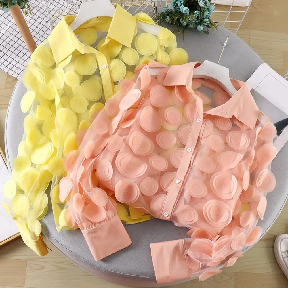 Women Summer Chiffon Shirt Lapel Lantern Long Sleeve Shirt Tops 3D Floral Print Semi-Sheer Mesh Splicing Single Breasted Blouse
Women Summer Chiffon Shirt Lapel Lantern Long Sleeve Shirt Tops 3D Floral Print Semi-Sheer Mesh Splicing Single Breasted Blouse
