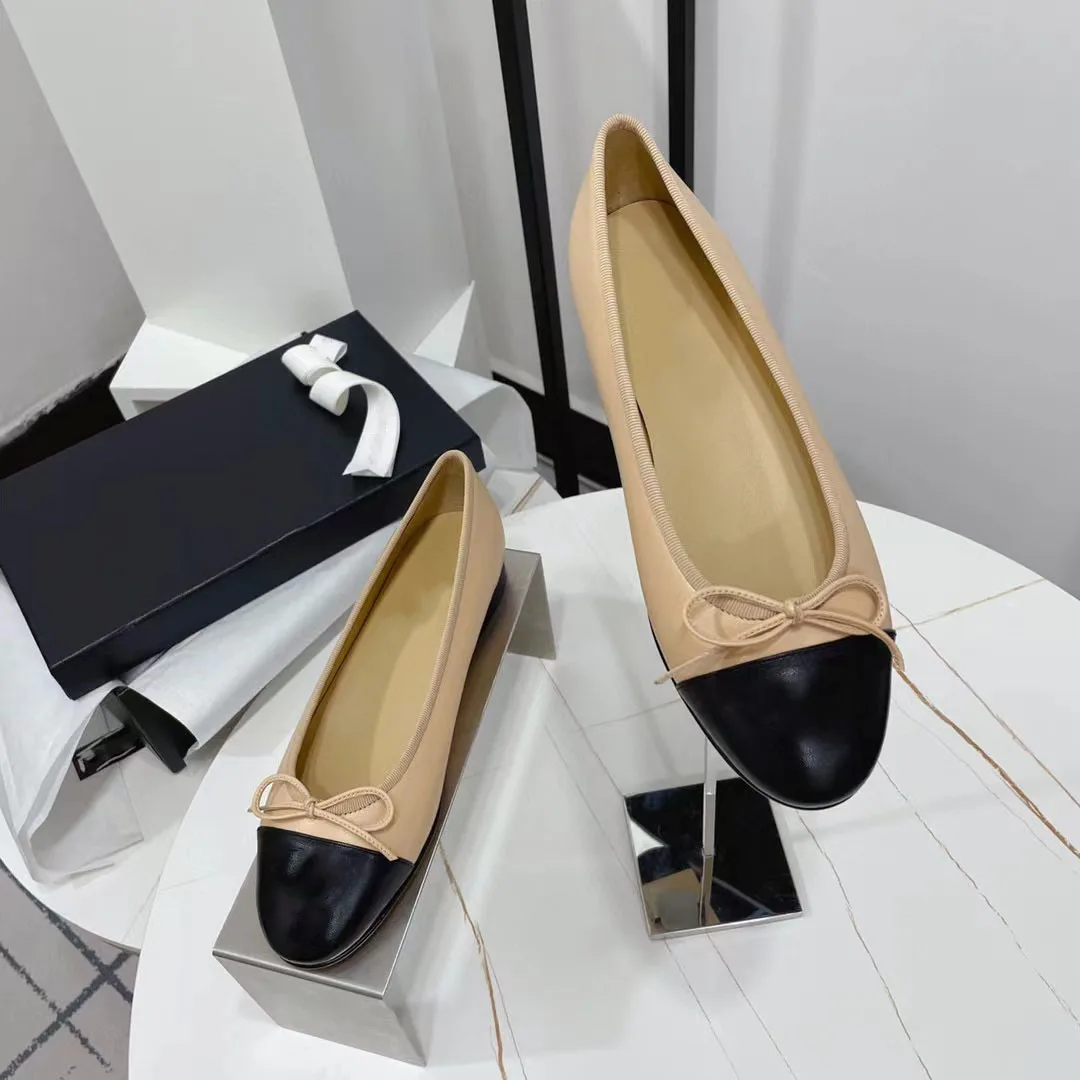 

Sheepskin version ~ small fragrant wind flat shoes women 2024 new leather bow round head shallow mouth ballet ladle single shoes