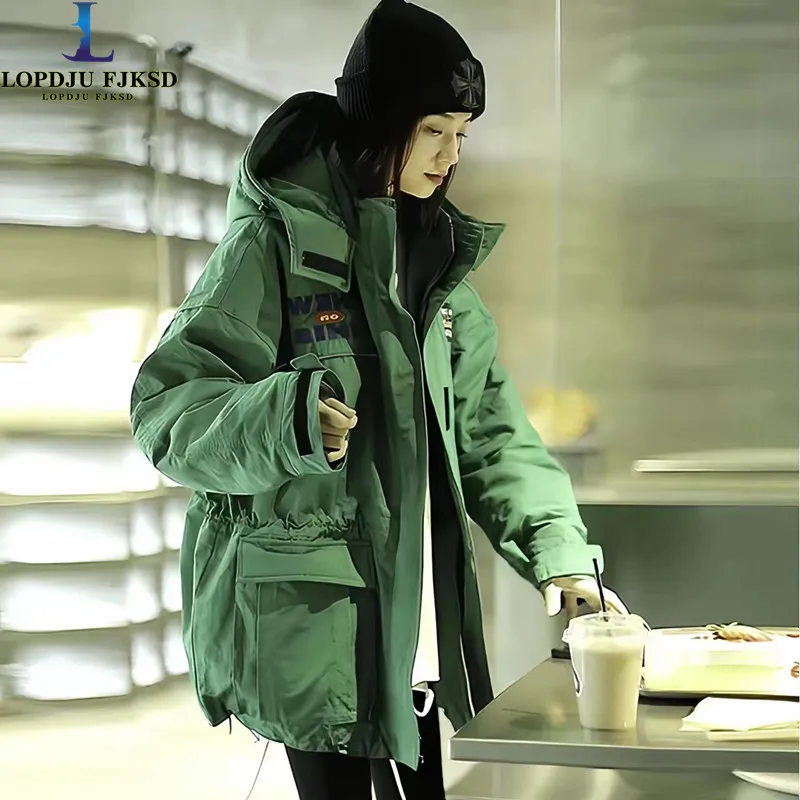 White Long Down Jacket with Zipper for Women, Hooded Parkas, Padded Cotton Coat, Loose, Thickening, Warm, Puffer Jackets, Female
White Long Down Jacket with Zipper for Women, Hooded Parkas, Padded Cotton Coat, Loose, Thickening, Warm, Puffer Jackets, Female