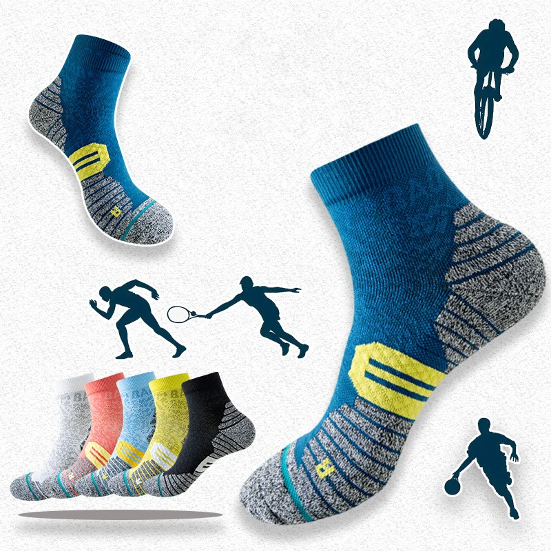 

3Pairs Professional Marathon Running Fitness Socks Men Women Sweat-absorbent Anti-friction Breathable Compression Quarter Socks